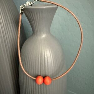 Carikka Orange Wood Beaded Necklace